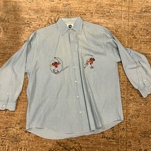 Rocky & Bullwinkle “Hole in One” Golf Embroidered Denim Shirt Universal Studios